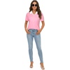image:imageLYANER Womens Polo Shirt Collared V Neck Short Sleeve Color Block Loose Fit Casual Blouse TopsPink