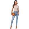 image:imageLYANER Womens Polo Shirts Short Sleeve Business Casual V Neck Collared Button Fitted TopsBeige