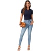 image:imageLYANER Womens Polo Shirts Short Sleeve Business Casual V Neck Collared Button Fitted TopsSolid Dark Blue