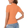 image:imageLYANER Womens Polo Shirts Short Sleeve Business Casual V Neck Collared Button Fitted TopsSolid Orange