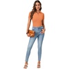 image:imageLYANER Womens Polo Shirts Short Sleeve Business Casual V Neck Collared Button Fitted TopsSolid Orange