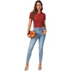 image:imageLYANER Womens Polo Shirts Short Sleeve Business Casual V Neck Collared Button Fitted TopsSolid Red