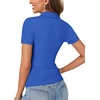 image:imageLYANER Womens Polo Shirts Short Sleeve Business Casual V Neck Collared Button Fitted TopsSolid Royal Blue