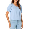 image:imageLYANER Womens Puff Short Sleeve Tunic Tops Pleated Crewneck Loose Dressy Blouses T ShirtsLight Blue