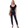 image:imageLYANER Womens Ribbed Knit Tee Slim Fit Scoop Neck Short Sleeve Top for Basic Casual TShirtBlack
