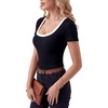 image:imageLYANER Womens Ribbed Knit Tee Slim Fit Scoop Neck Short Sleeve Top for Basic Casual TShirtBlack