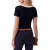 image:imageLYANER Womens Ribbed Knit Tee Slim Fit Scoop Neck Short Sleeve Top for Basic Casual TShirtBlack