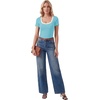 image:imageLYANER Womens Ribbed Knit Tee Slim Fit Scoop Neck Short Sleeve Top for Basic Casual TShirtLake Blue