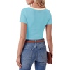 image:imageLYANER Womens Ribbed Knit Tee Slim Fit Scoop Neck Short Sleeve Top for Basic Casual TShirtLake Blue