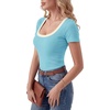 image:imageLYANER Womens Ribbed Knit Tee Slim Fit Scoop Neck Short Sleeve Top for Basic Casual TShirtLake Blue