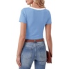 image:imageLYANER Womens Ribbed Knit Tee Slim Fit Scoop Neck Short Sleeve Top for Basic Casual TShirtLight Blue