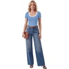 image:imageLYANER Womens Ribbed Knit Tee Slim Fit Scoop Neck Short Sleeve Top for Basic Casual TShirtLight Blue