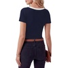 image:imageLYANER Womens Ribbed Knit Tee Slim Fit Scoop Neck Short Sleeve Top for Basic Casual TShirtNavy Blue