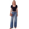 image:imageLYANER Womens Ribbed Knit Tee Slim Fit Scoop Neck Short Sleeve Top for Basic Casual TShirtSolid Black