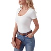 image:imageLYANER Womens Ribbed Knit Tee Slim Fit Scoop Neck Short Sleeve Top for Basic Casual TShirtSolid White