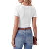 image:imageLYANER Womens Ribbed Knit Tee Slim Fit Scoop Neck Short Sleeve Top for Basic Casual TShirtSolid White