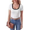 image:imageLYANER Womens Ribbed Knit Tee Slim Fit Scoop Neck Short Sleeve Top for Basic Casual TShirtWhite