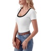 image:imageLYANER Womens Ribbed Knit Tee Slim Fit Scoop Neck Short Sleeve Top for Basic Casual TShirtWhite