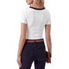 image:imageLYANER Womens Ribbed Knit Tee Slim Fit Scoop Neck Short Sleeve Top for Basic Casual TShirtWhite