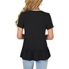 image:imageLYANER Womens Ruffle Ruched Round Neck Short Sleeve Loose Fit Casual Blouse TopBlack