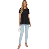 image:imageLYANER Womens Ruffle Ruched Round Neck Short Sleeve Loose Fit Casual Blouse TopBlack