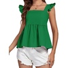 image:imageLYANER Womens Ruffle Strap Sleeveless Square Neck Summer Tank Top Peplum BlouseGreen