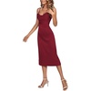 image:imageLYANER Womens Satin Cowl Neck Spaghetti Straps Sexy Cocktail Midi DressesWine Red