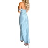 image:imageLYANER Womens Satin Off Shoulder Strapless Short Sleeve Bodycon Party Long DressAzure