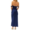 image:imageLYANER Womens Satin Off Shoulder Strapless Short Sleeve Bodycon Party Long DressNavy Blue