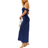 image:imageLYANER Womens Satin Off Shoulder Strapless Short Sleeve Bodycon Party Long DressNavy Blue