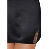 image:imageLYANER Womens Satin Silky Lace Trim Split Slit Hem Zipper High Wasit Mini Short SkirtBlack