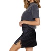 image:imageLYANER Womens Satin Silky Lace Trim Split Slit Hem Zipper High Wasit Mini Short SkirtBlack