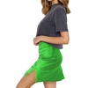 image:imageLYANER Womens Satin Silky Lace Trim Split Slit Hem Zipper High Wasit Mini Short SkirtBright Green