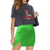 image:imageLYANER Womens Satin Silky Lace Trim Split Slit Hem Zipper High Wasit Mini Short SkirtBright Green