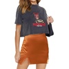 image:imageLYANER Womens Satin Silky Lace Trim Split Slit Hem Zipper High Wasit Mini Short SkirtBurnt Orange