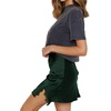image:imageLYANER Womens Satin Silky Lace Trim Split Slit Hem Zipper High Wasit Mini Short SkirtDark Green