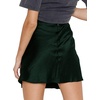image:imageLYANER Womens Satin Silky Lace Trim Split Slit Hem Zipper High Wasit Mini Short SkirtDark Green