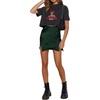 image:imageLYANER Womens Satin Silky Lace Trim Split Slit Hem Zipper High Wasit Mini Short SkirtDark Green