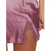 image:imageLYANER Womens Satin Silky Lace Trim Split Slit Hem Zipper High Wasit Mini Short SkirtDusty Purple
