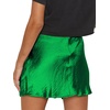 image:imageLYANER Womens Satin Silky Lace Trim Split Slit Hem Zipper High Wasit Mini Short SkirtGrass Green