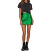image:imageLYANER Womens Satin Silky Lace Trim Split Slit Hem Zipper High Wasit Mini Short SkirtGrass Green