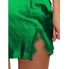 image:imageLYANER Womens Satin Silky Lace Trim Split Slit Hem Zipper High Wasit Mini Short SkirtGrass Green