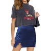 image:imageLYANER Womens Satin Silky Lace Trim Split Slit Hem Zipper High Wasit Mini Short SkirtNavy