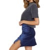 image:imageLYANER Womens Satin Silky Lace Trim Split Slit Hem Zipper High Wasit Mini Short SkirtNavy