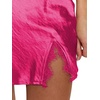 image:imageLYANER Womens Satin Silky Lace Trim Split Slit Hem Zipper High Wasit Mini Short SkirtRose