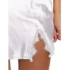 image:imageLYANER Womens Satin Silky Lace Trim Split Slit Hem Zipper High Wasit Mini Short SkirtWhite