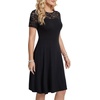 image:imageLYANER Womens Sheer Lace Short Sleeve Round Neck Ruffle A Line Cocktail Party Midi DressBlack