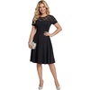 image:imageLYANER Womens Sheer Lace Short Sleeve Round Neck Ruffle A Line Cocktail Party Midi DressBlack