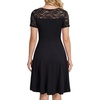 image:imageLYANER Womens Sheer Lace Short Sleeve Round Neck Ruffle A Line Cocktail Party Midi DressBlack