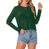 image:imageLYANER Womens Sheer Mesh Long Sleeve Round Neck Sexy See Through Blouse Shirt TopDark Green